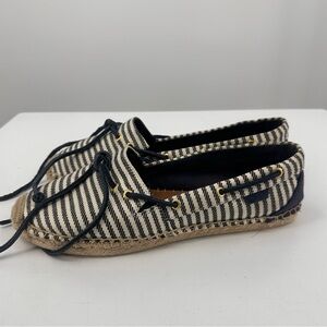 Sperry Top-Sider Womens Shoes 10  Black White Espadrille Loafers Shoes